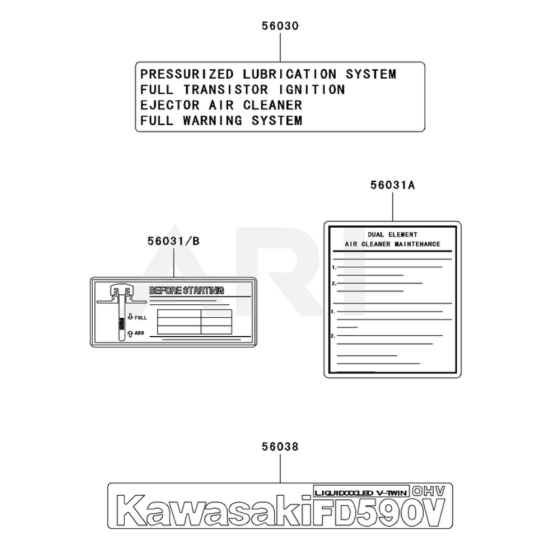 Label for Kawasaki FD590V Engine