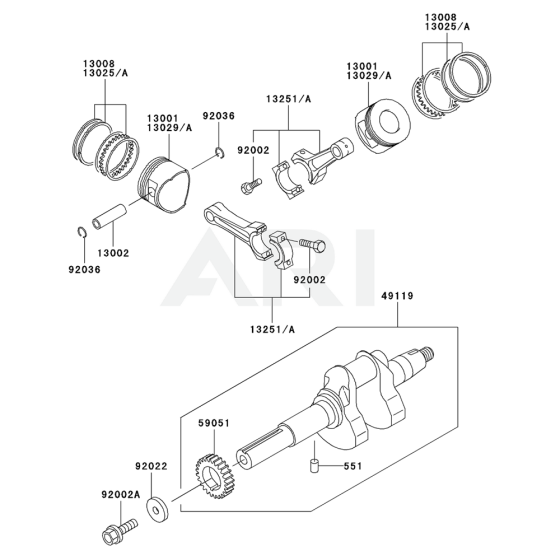 Piston / Crankshaft for Kawasaki FD620D Engine