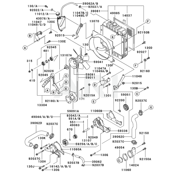 Cooling Equipment for Kawasaki FD620D Engine