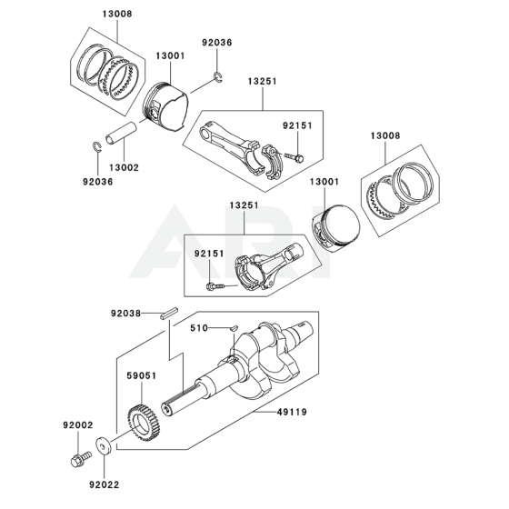 Piston / Crankshaft for Kawasaki FD711D Engine