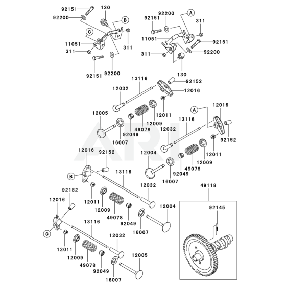 Valve / Camshaft for Kawasaki FD711D Engine