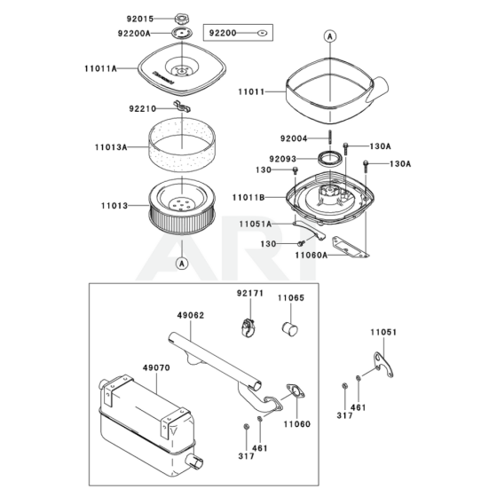 Air Filter / Muffler for Kawasaki FD750D Engine