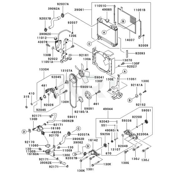 Cooling Equipment for Kawasaki FD750D Engine