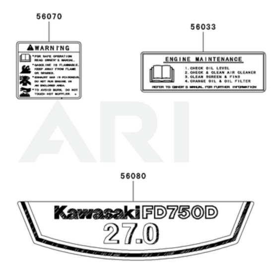 Label for Kawasaki FD750D Engine