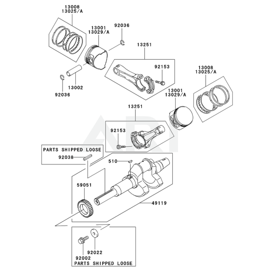 Piston / Crankshaft for Kawasaki FD791D Engine