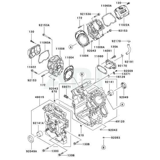 Cylinder / Crankcase for Kawasaki FD791D Engine