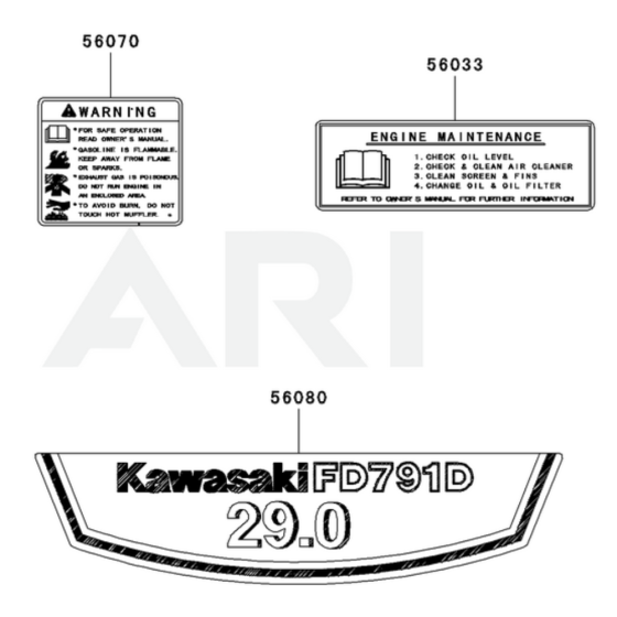 Label for Kawasaki FD791D Engine