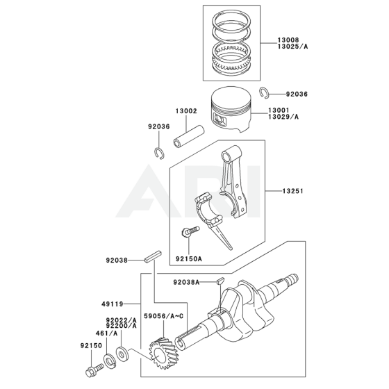 Piston / Crankshaft for Kawasaki FE120D Engines