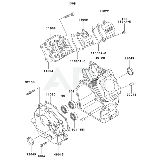 Cylinder / Crankcase for Kawasaki FE120G Engines