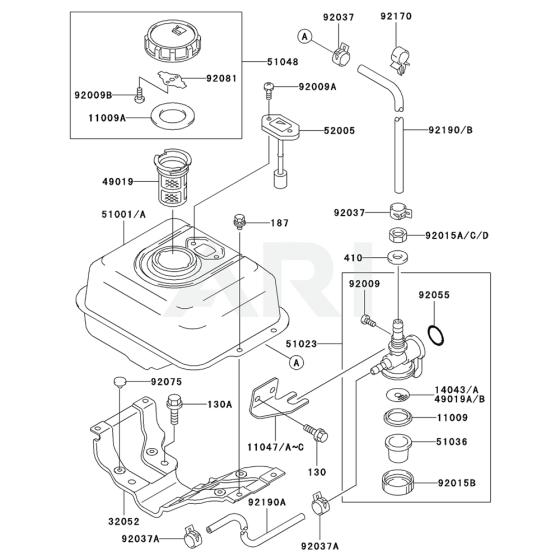 Fuel Tank / Fuel Valve for Kawasaki FE170D Engines