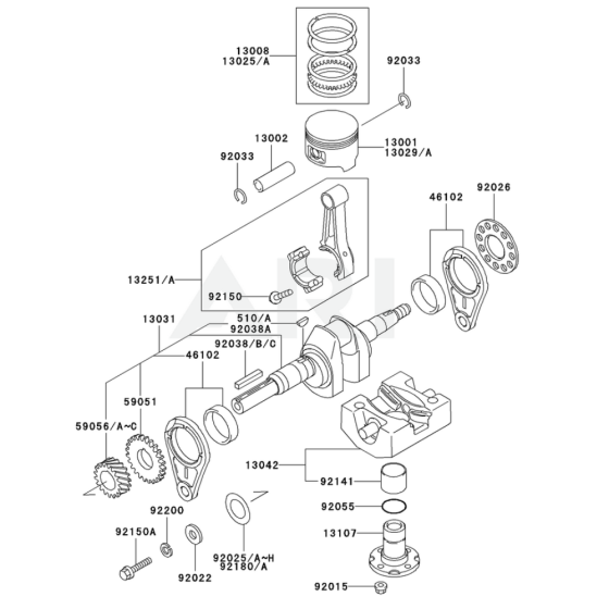 Piston / Crankshaft for Kawasaki FE350D Engines