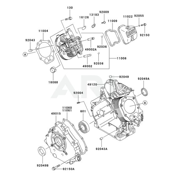 Cylinder / Crankcase for Kawasaki FE400D Engines