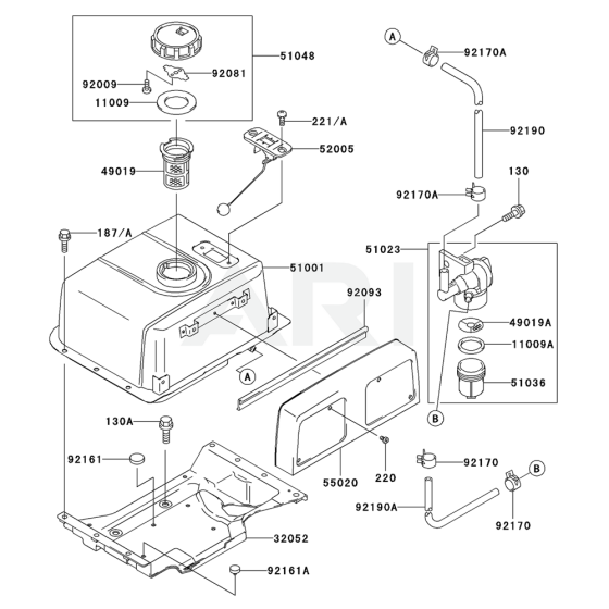 Fuel Tank / Fuel Valve for Kawasaki FE400D Engines