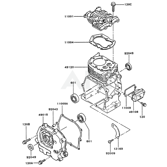 Cylinder / Crankcase for Kawasaki FG150D Engine