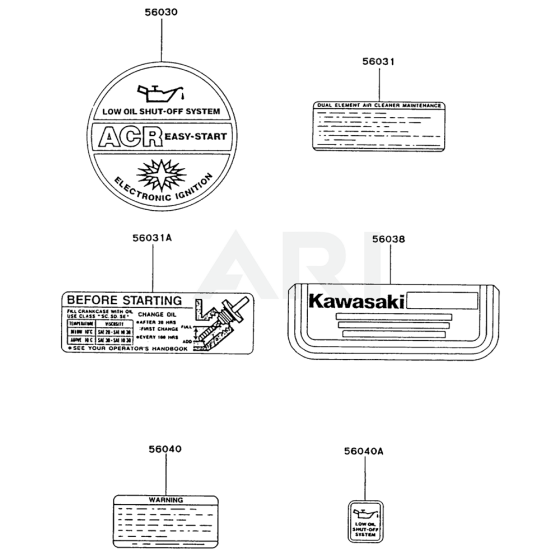 Label for Kawasaki FG150D Engine