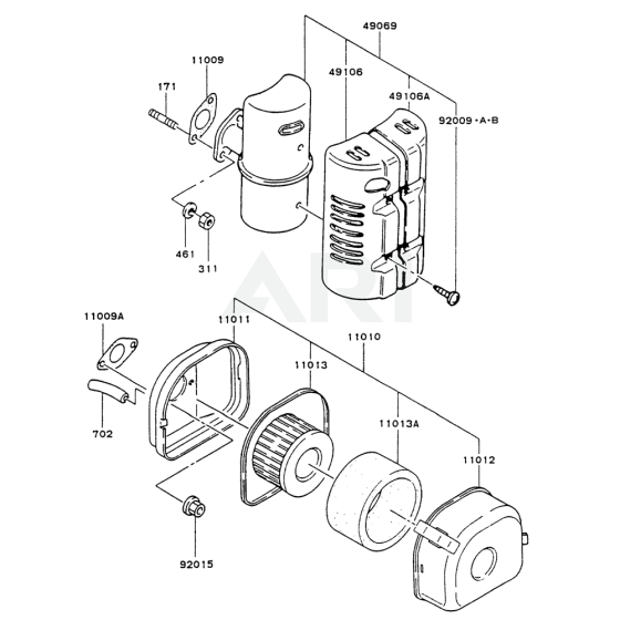 Air FIlter / Muffler for Kawasaki FG150G Engine