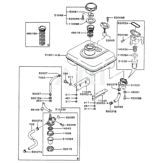 Fuel Tank / Fuel Valve for Kawasaki FG150G Engine