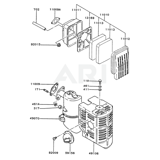 Air FIlter / Muffler for Kawasaki FG200D Engine