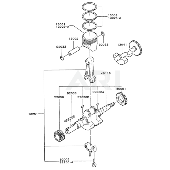 Piston / Crankshaft for Kawasaki FG300D Engine