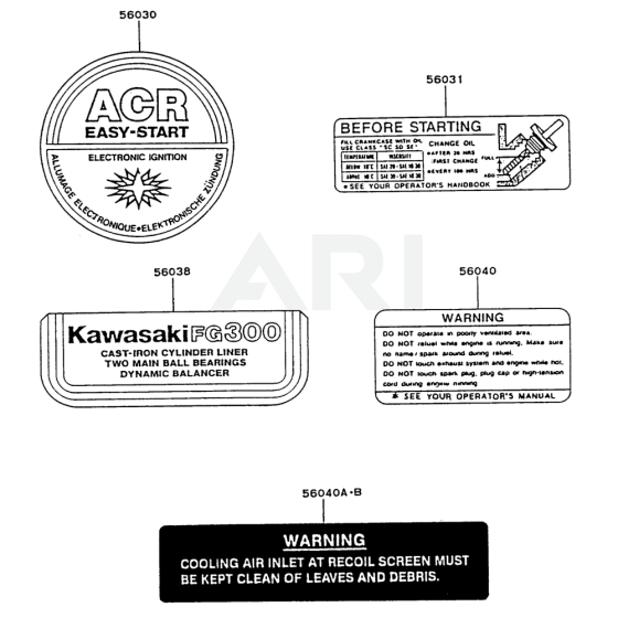 Label for Kawasaki FG300D Engine