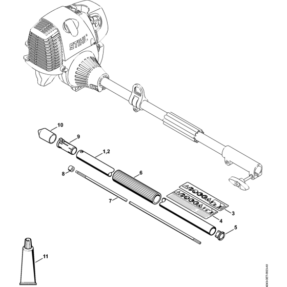 Drive tube assembly for Stihl FH-KM 0-90 Degree KombiTool