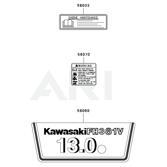 Label for Kawasaki FH381V Engine