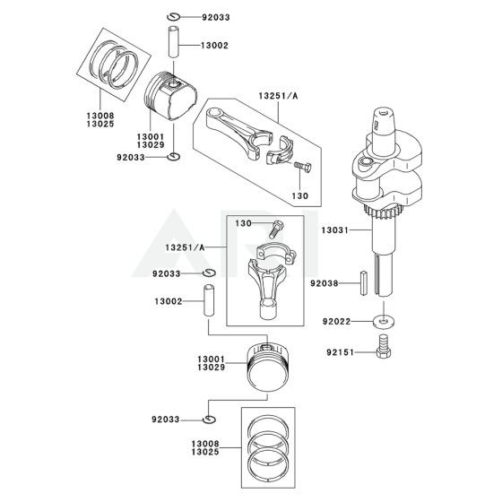 Piston / Crankshaft for Kawasaki FH531V Engine