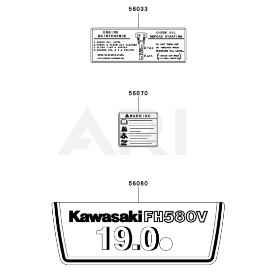 Label for Kawasaki FH580V Engine