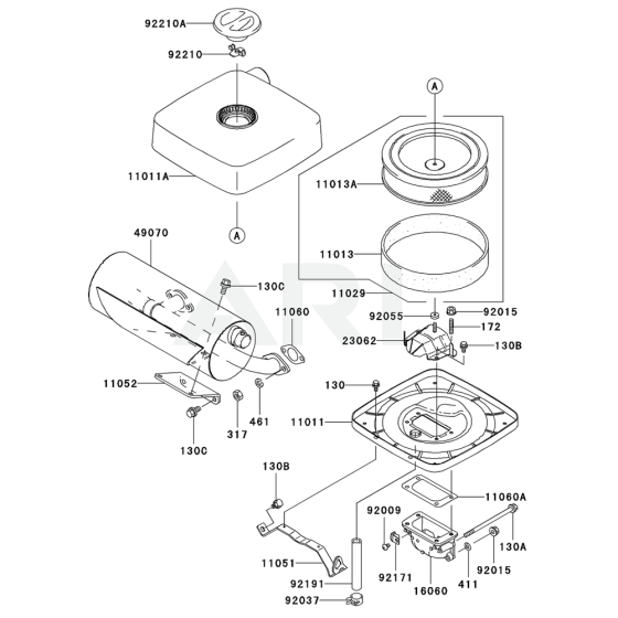 Air Filter / Muffler for Kawasaki FH601D Engine