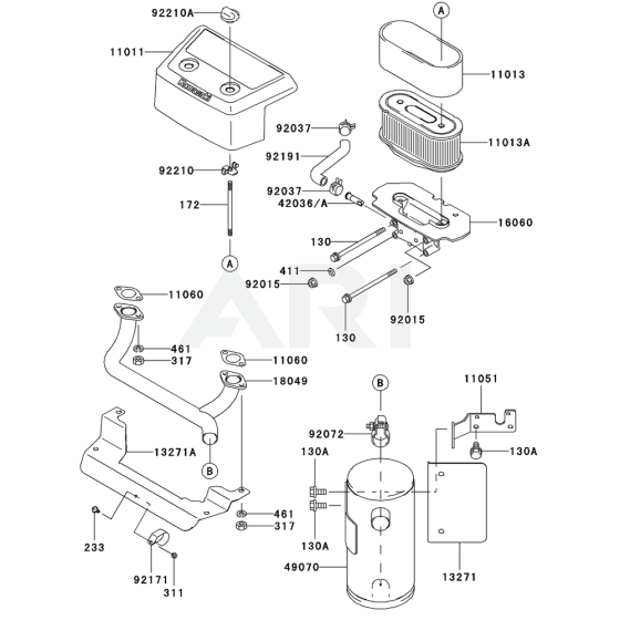 Air Filter / Muffler for Kawasaki FH601V Engine