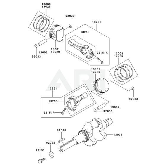 Piston / Crankshaft for Kawasaki FH641D Engine