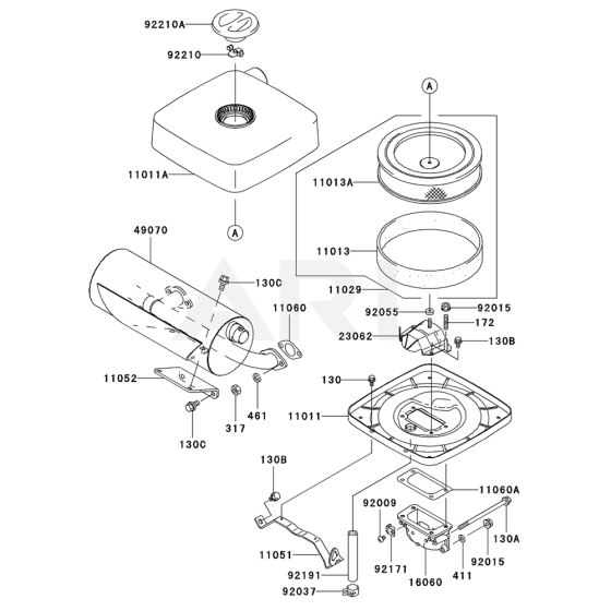 Air Filter / Muffler for Kawasaki FH641D Engine