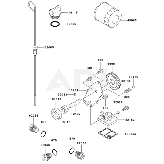 Lubrication Equipment for Kawasaki FH680D Engine