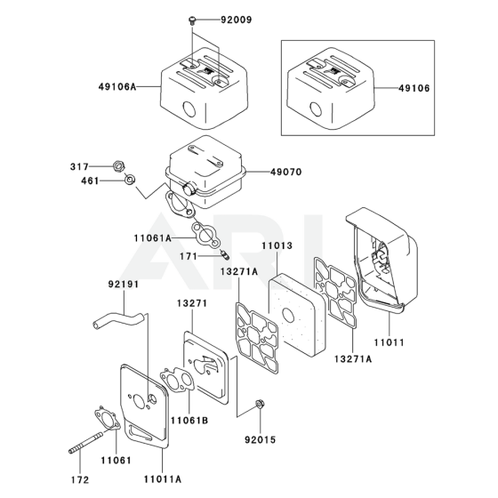 Air Filter / Muffler for Kawasaki FJ100D Engine