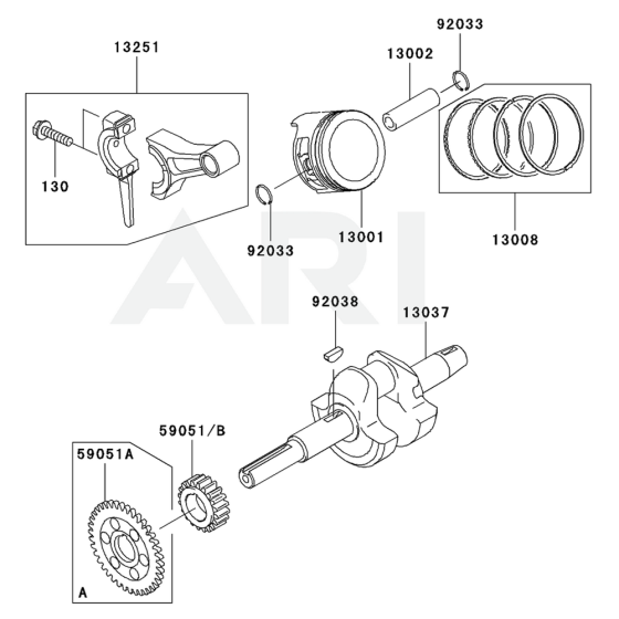 Piston / Crankshaft for Kawasaki FJ100D Engine