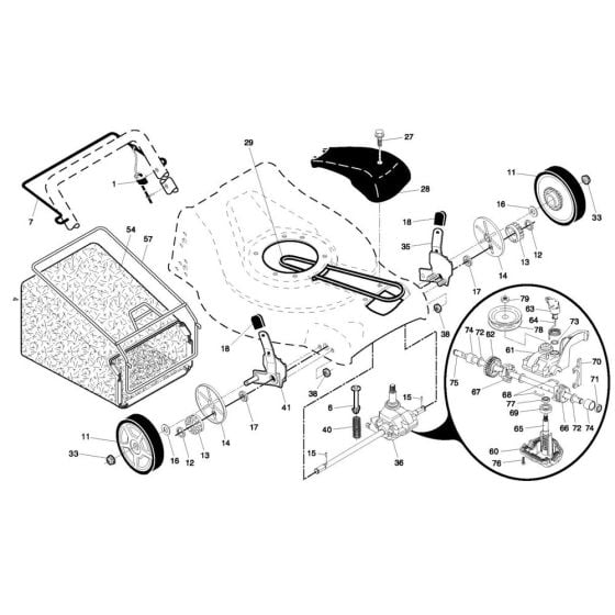 Gear Case Assembly for Flymo FL510D Mowers