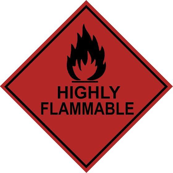 Highly Flammable Liquid Hazard Warning Diamond Label