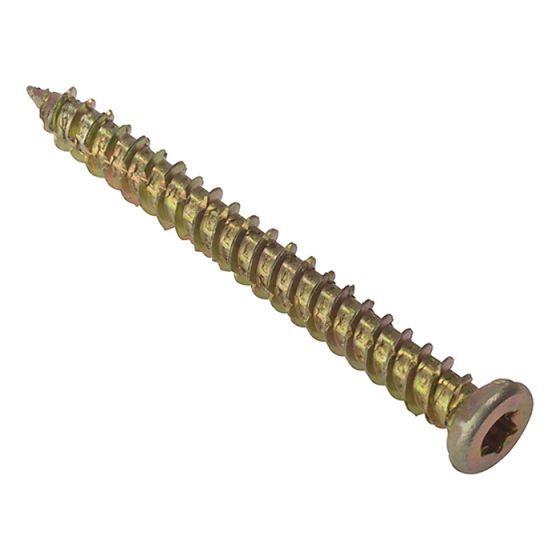 Concrete Frame Screw High-Low Thread, Torx Compatible Zinc Yellow Passivated, Bagged