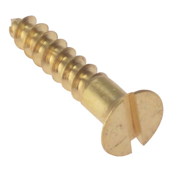 Wood Screw, Slotted, Countersunk, Solid Brass, Boxed