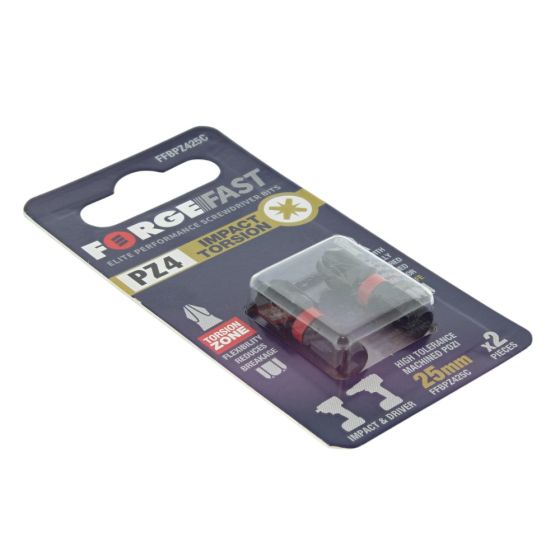 ForgeFast Pozidriv Compatible Impact Bit PZ4 x 25mm (Pack of 2)