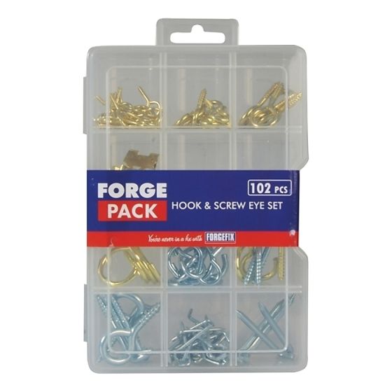 Hook & Screw Eye Kit Forge Pack 102 Pieces by Forgefix - FPHESET