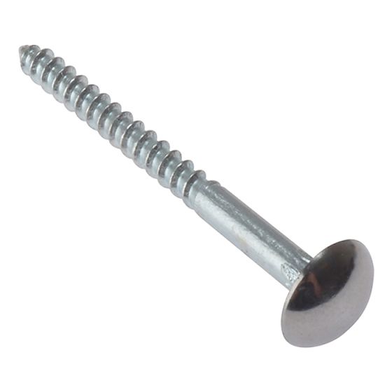 Mirror Screw, Zinc Plated, Chrome Domed Top, Boxed