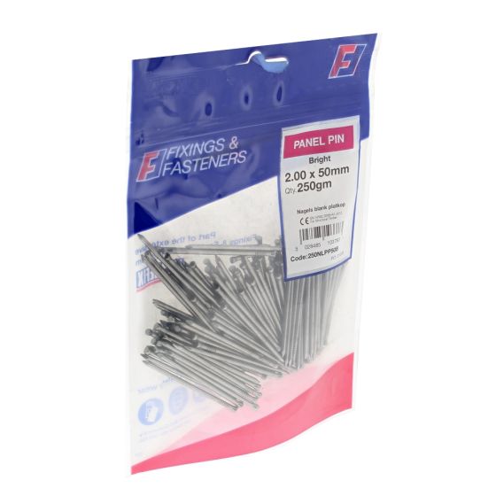 Forgefix Panel Pin Bright Finish 50mm Ideal L/weight tasks Bag Weight 250g