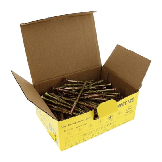 Spectre Screw PZ Compatible CSK ZYP 5.0 x 80mm sawtooth thread (Box 100)