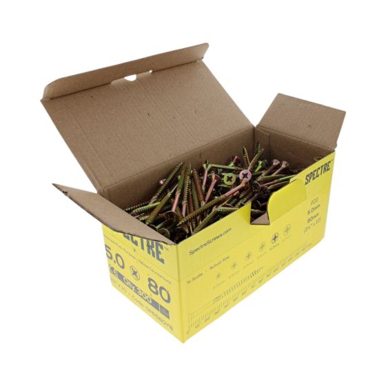 Spectre Screw PZ Compatible CSK ZYP 5.0 x 80mm Sawtooth Thread (Box of 300)