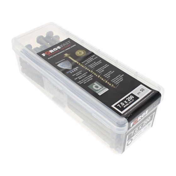 Hexagonal/Torx Compatible Timber T30 Screws Tan 7x200mm Tub of 50