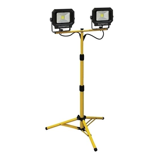 COB LED Twin Tripod Site Light 2800 Lumen 40 Watt 240 Volt by Faithfull - EBLED-20DX2 ***Last Stock***