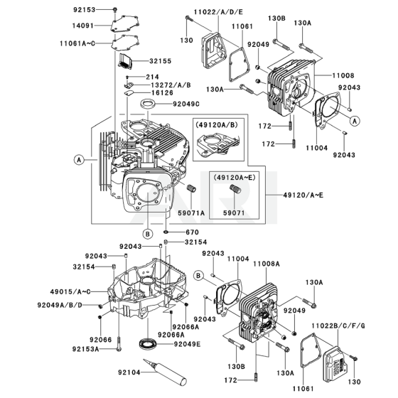 Cylinder / Crankcase for Kawasaki FR651V Engine