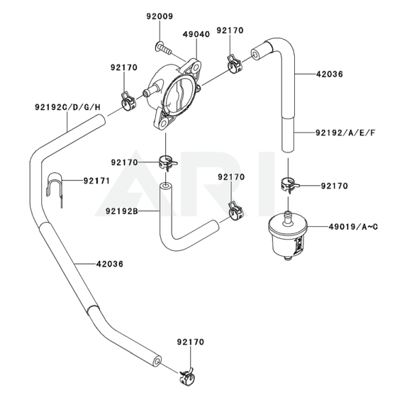 Fuel Tank / Fuel Valve for Kawasaki FR691V Engine