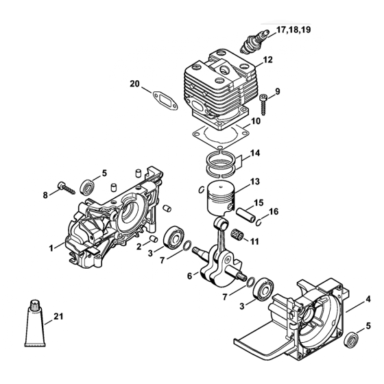 FS200 FS200r Crankcase Assembly